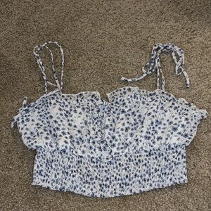 Princess Polly Blue Floral Crop Top- size 4